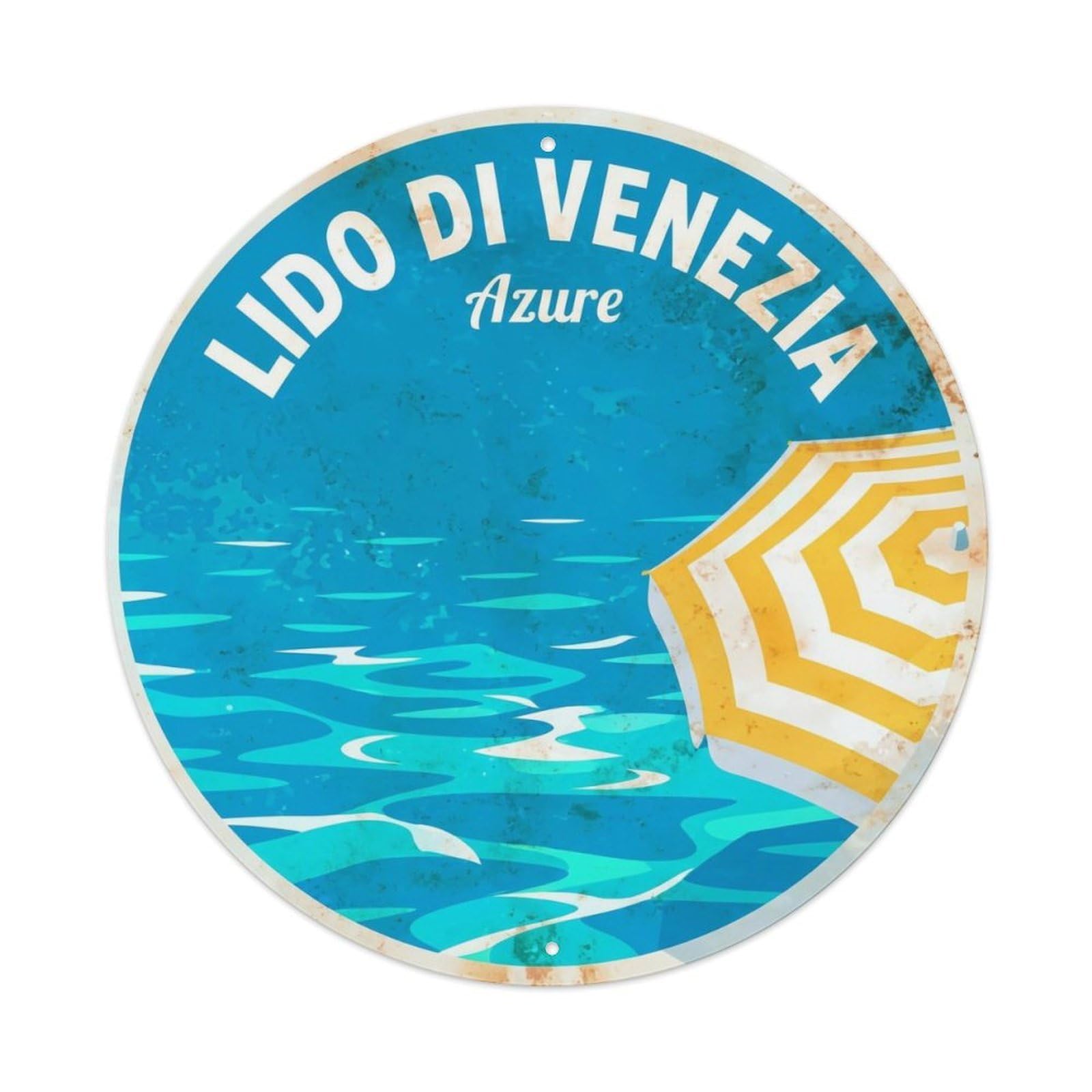 Vintage Travel Lido Di Venezia Italy Azure Metal Tin Sign