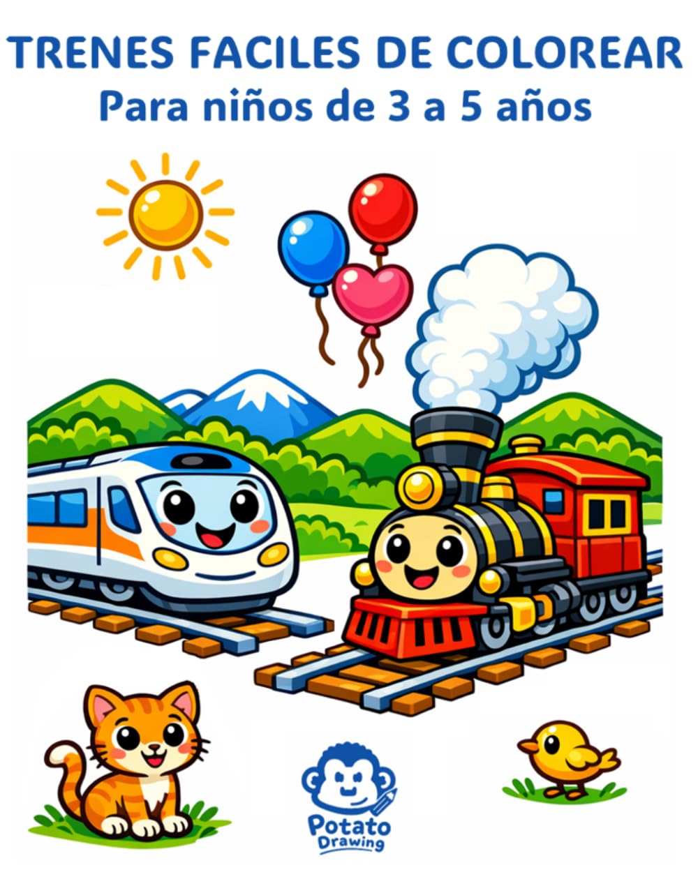 Trenes Faciles de Colorear: Para niños de 3 a 5 años