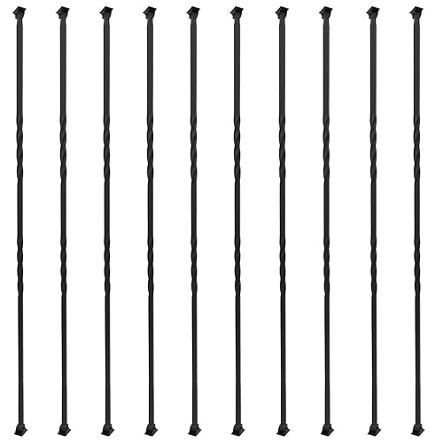 Miniatura 32 de Paquete de 10 balaustres de hierro para escaleras, ejes de escalera, cesta individual hueca con doble torsión, balaustres cuadrados de metal de 1/2