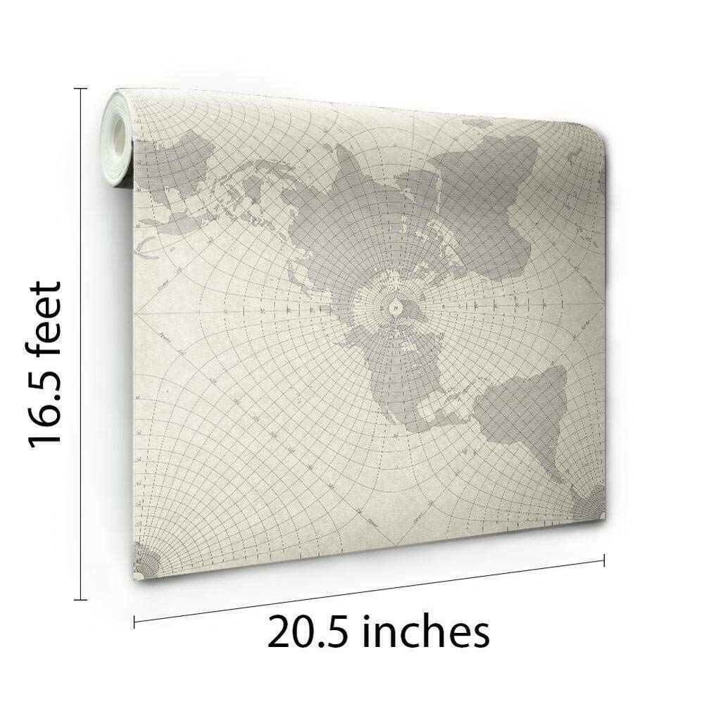 RoomMates RMK11076WP Gray Maritime Maps Peel and Stick Wallpaper, 20.5" x 16.5 feet - Image 3