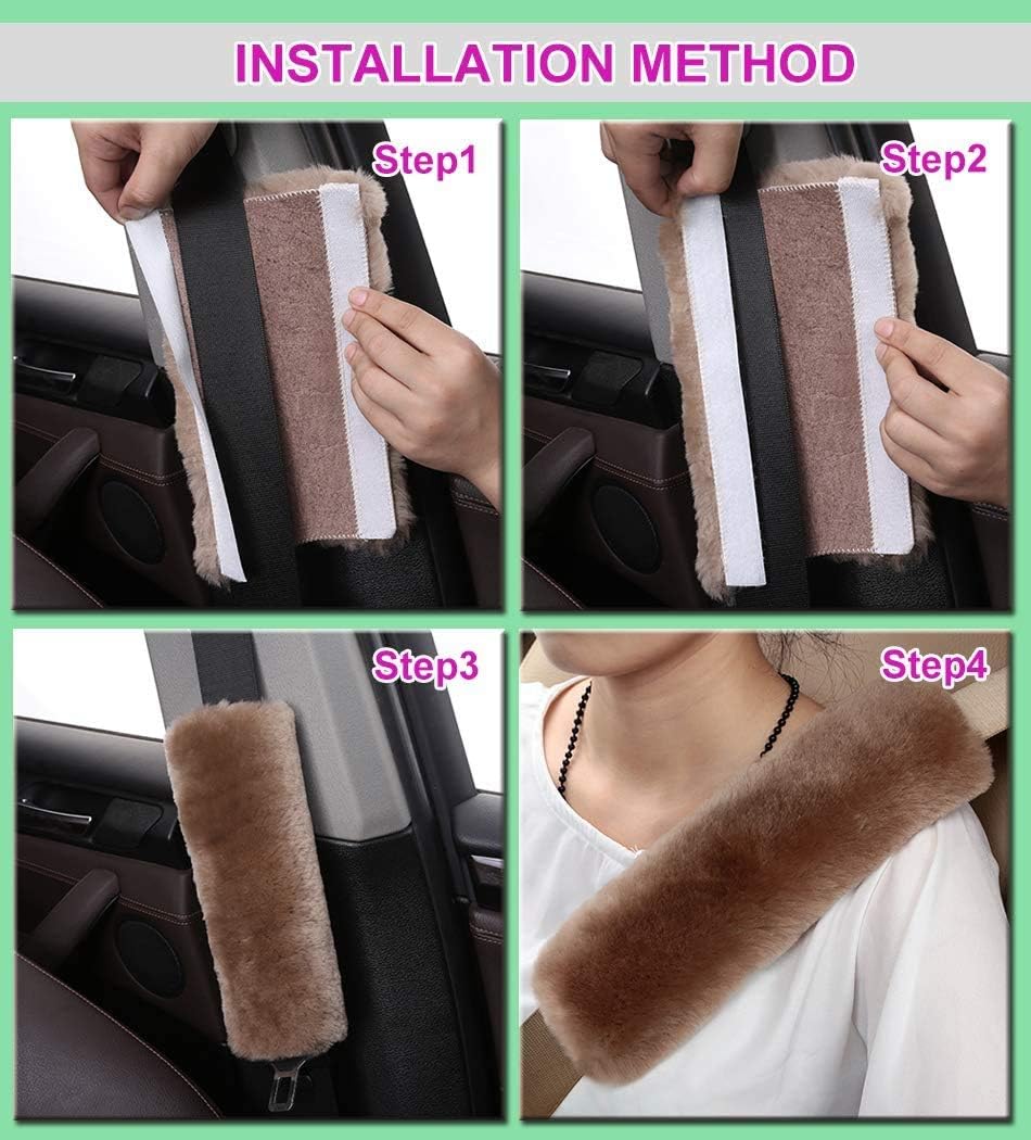 2 Pack Fluffy Soft Rabbit Fur Plush Car Seat Belt Pads Seatbelt Protector Soft Shoulder Strap Covers Harness Pads for Comfortable Driving, Driver Favors (White) : Automotive