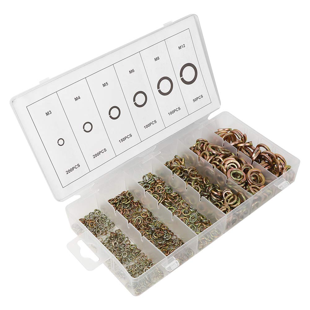 Lock Washers, 800Pcs Spring Washer Steel Elastic Gasket Fasteners Hardware Accessories Washers For Screws Washers Assortment with Storage Box