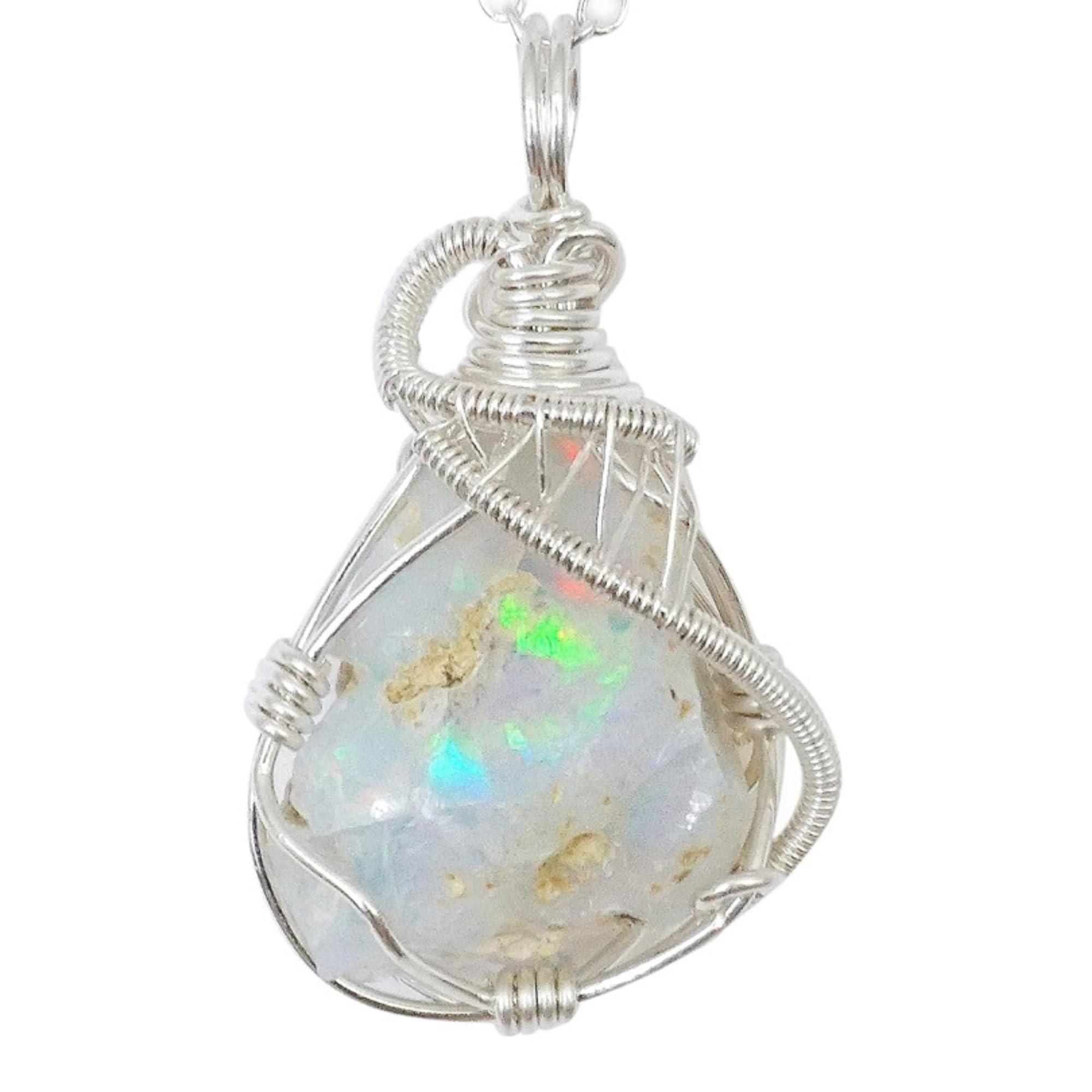 Designs by Nature Gems - Handcrafted Fire Opal Pendant Necklace in Sterling Silver | Reversible 18" Chain | October Birthstone for Igniting Passion & Emotional Clarity