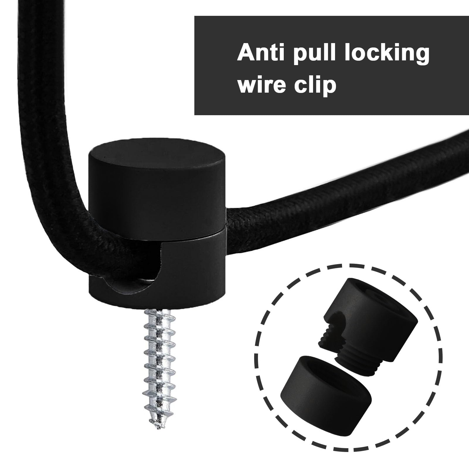 SG Store 5Pcs Ceiling Decentralizers Cable Holder Ceiling Mounts for Lamps DIY Textile Cable with 5pcs Screws and 5pcs Dowels, Black - Image 2