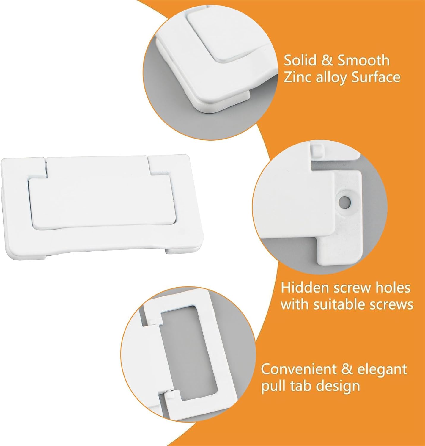 MOROBOR 4 Pack Doors Drawer Handle Flush Ring Hidden Pull Handles, Zinc Alloy Cabinet Drawer Pull Handlefor Cabinets, Closets, Drawers/Warm White