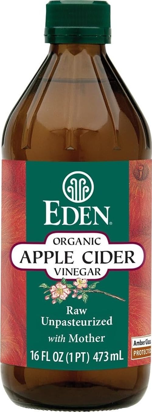 Eden Organic Apple Cider Vinegar, Raw, Unpasteurized with Mother, 16oz Glass