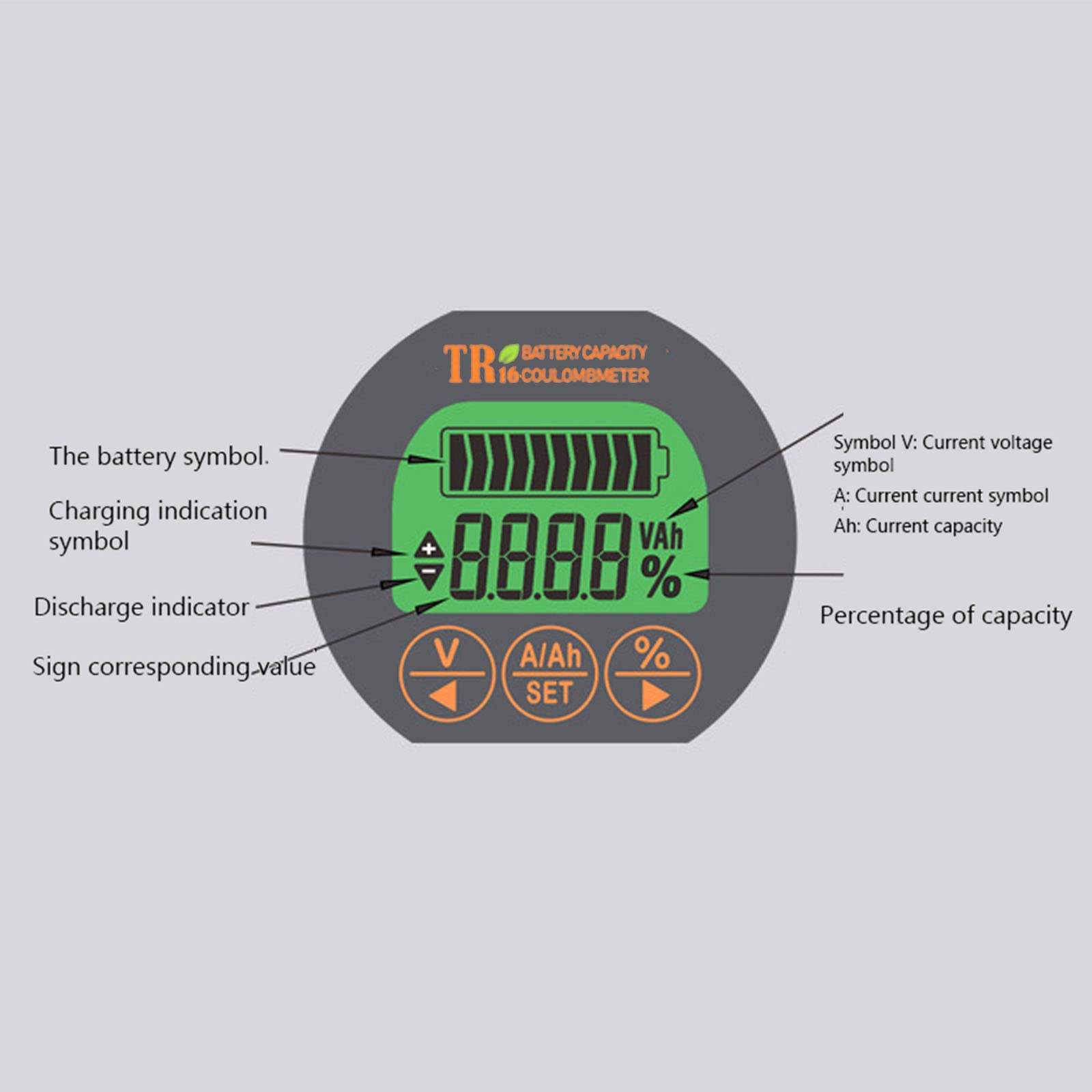 Testeur de capacité de batterie avec écran LCD et fonction mémoire TR16