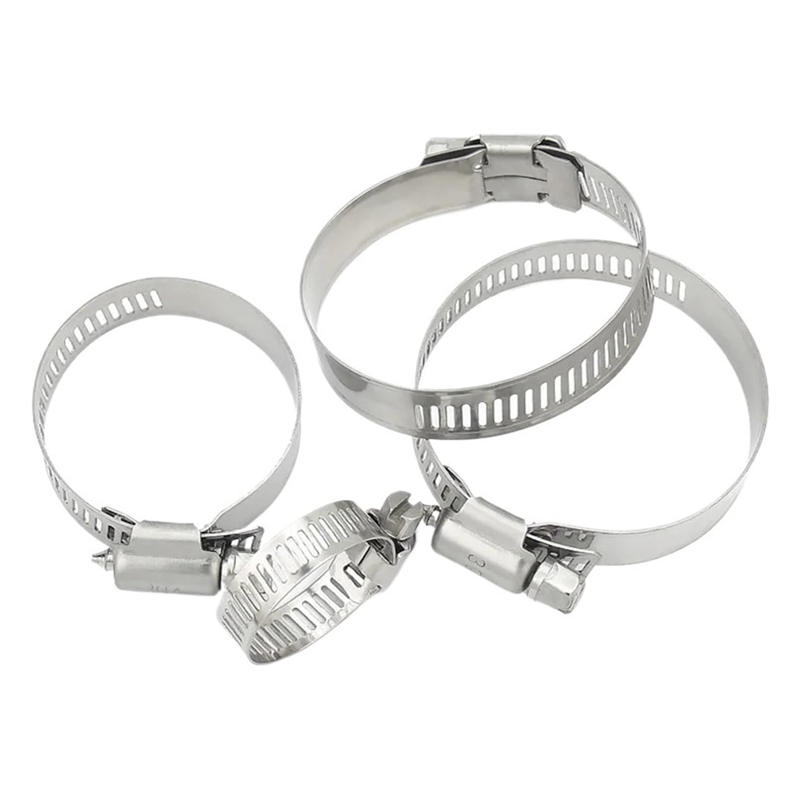 Hqycl One Color 4Pcs 304 Stainless Steel Hose Clamps Adjustable 6-12-27-63Mm Hose Clip Set For Water Pipe Plumbing Joinery Clamps Welding Tools(Dia.14-27Mm)