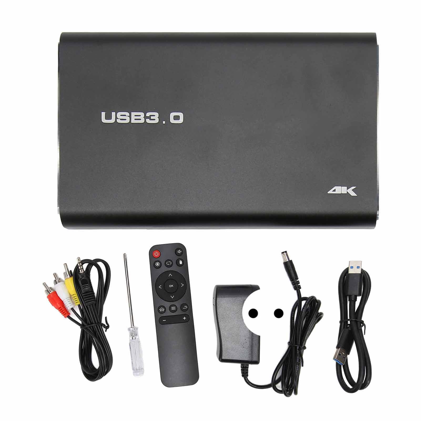 Lettore Multimediale Digitale Ultra HD 4K per unità USB e Schede di Memoria, Lettore Multimediale Mini HD, Lettore Multimediale PPT per Video Foto Musica con Supporto (EU)