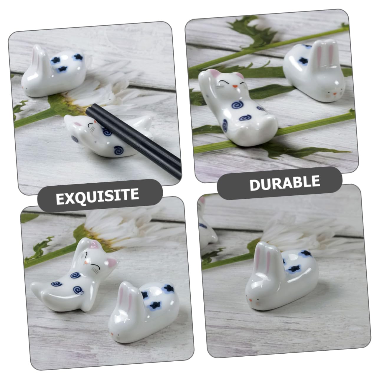 Repose-Baguettes, Support à Baguettes, Coussin de Table en céramique pour Restaurant, Coussin pour cuillères, Motif Chat, Coussin pour ustensiles de Cuisine, céramique
