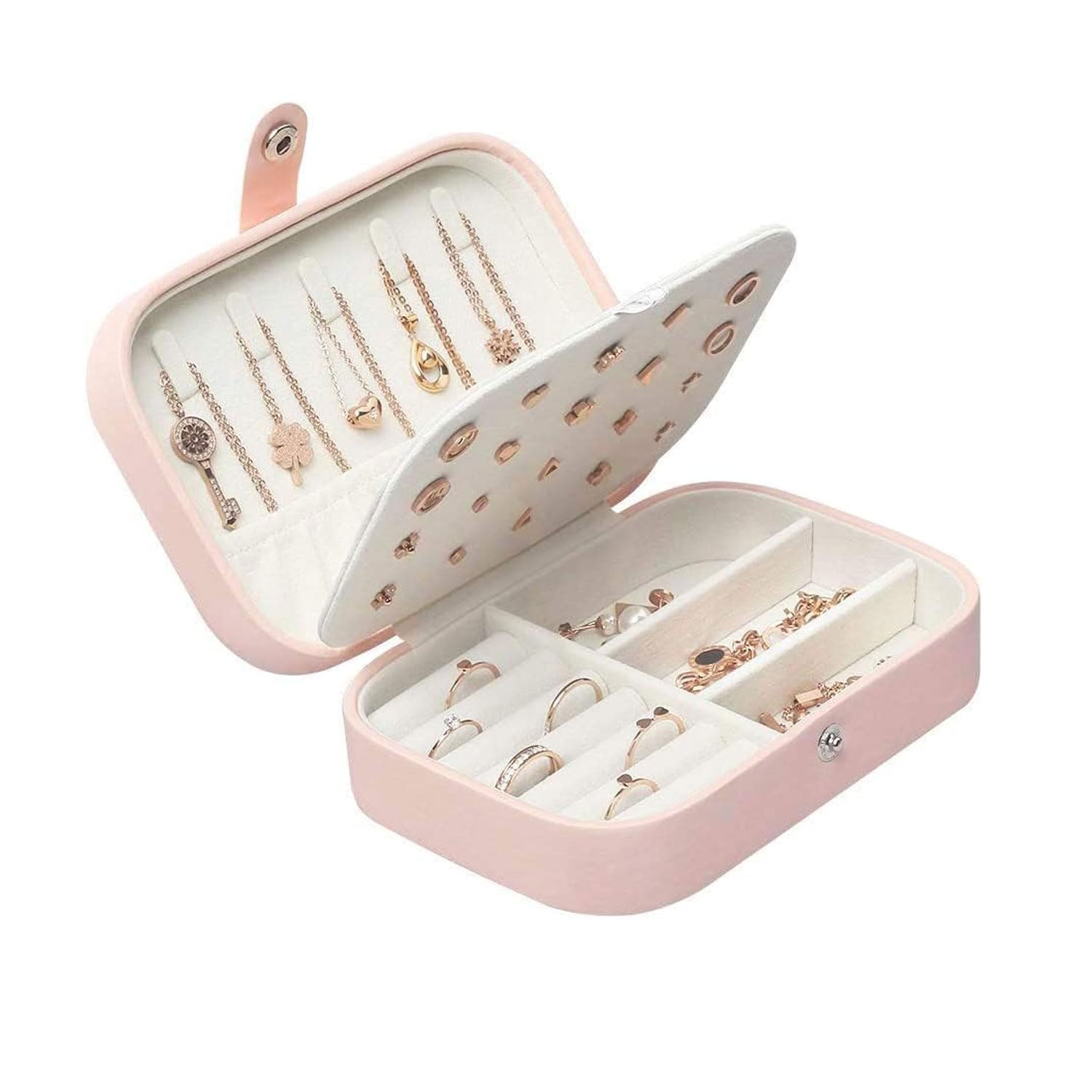 AiQInu Scatola Portagioie da Viaggio, Piccoli Porta Gioielli Donna, Portagioielli da Viaggio, Organizzatore Portagioie da Viaggio per Orecchini, Anelli, Gioielli