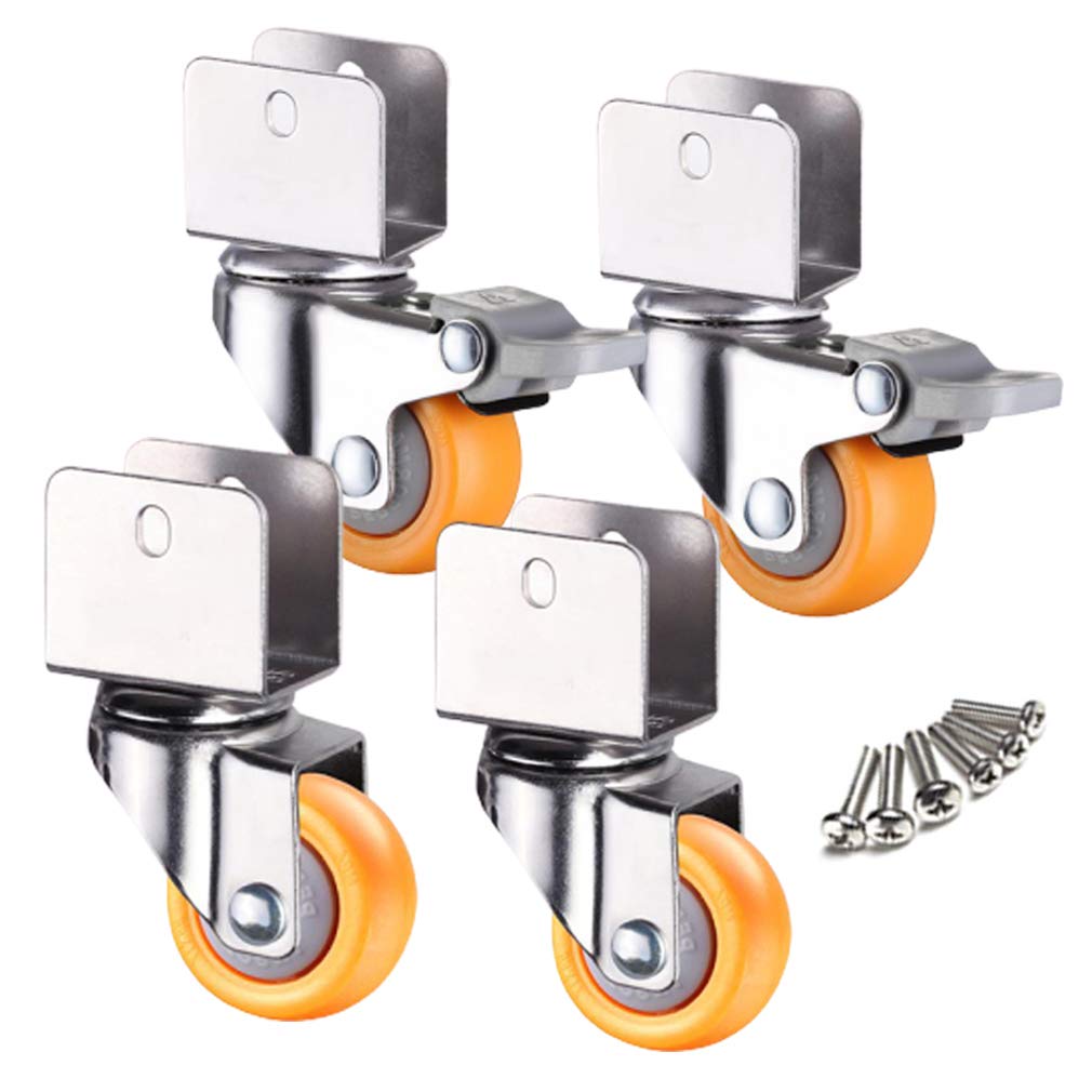 GYRAZXS Set of 4 Swivel Casters with U Clamp for Furniture Cribs or Cabinets 60kg Load Capacity Brake Nylon Includes Screws for Easy Installation