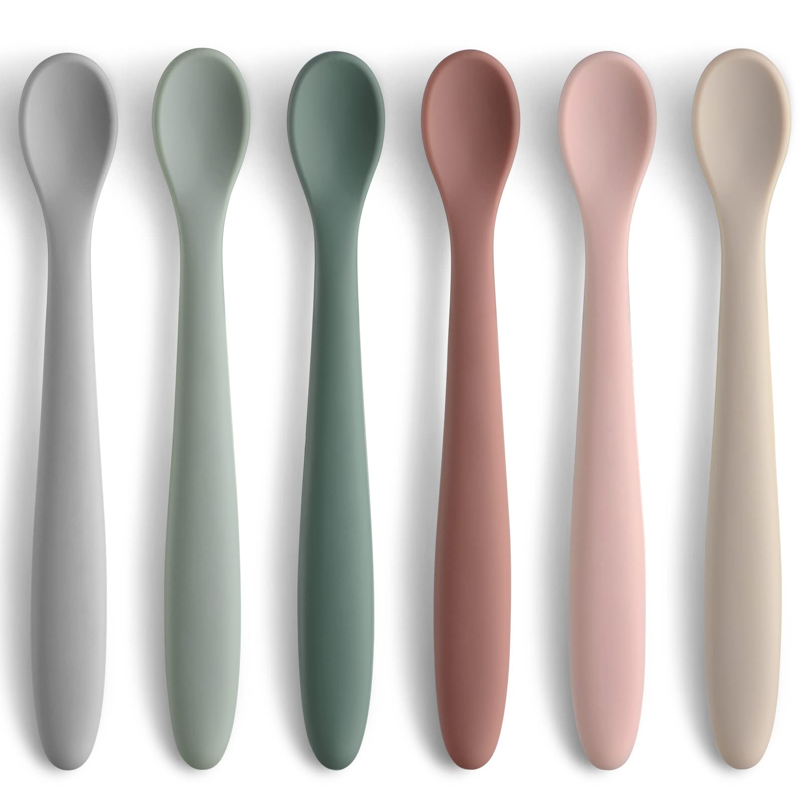 6-Piece Silicone Baby Feeding Spoons, First Stage Infant Spoons, Soft-Tip Easy on Gums I Baby Training Spoon | Infant Utensils Feeding Supplies, Dishwasher & Boil-proof6-Piece Silicone Baby Feeding Spoons, First Sta…