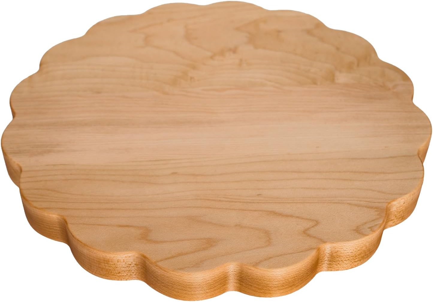 Round Scalloped Edge Maple Cutting Board - Handcrafted Wood Serving Board (12-Inch)