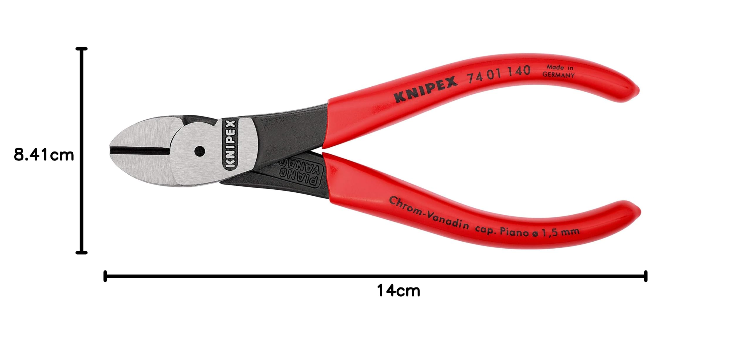 KNIPEX Tronchese laterale per meccanica tipo "forte" in confezione Self-service rivestiti in resina sintetica 140 mm, 74 01 140 SB
