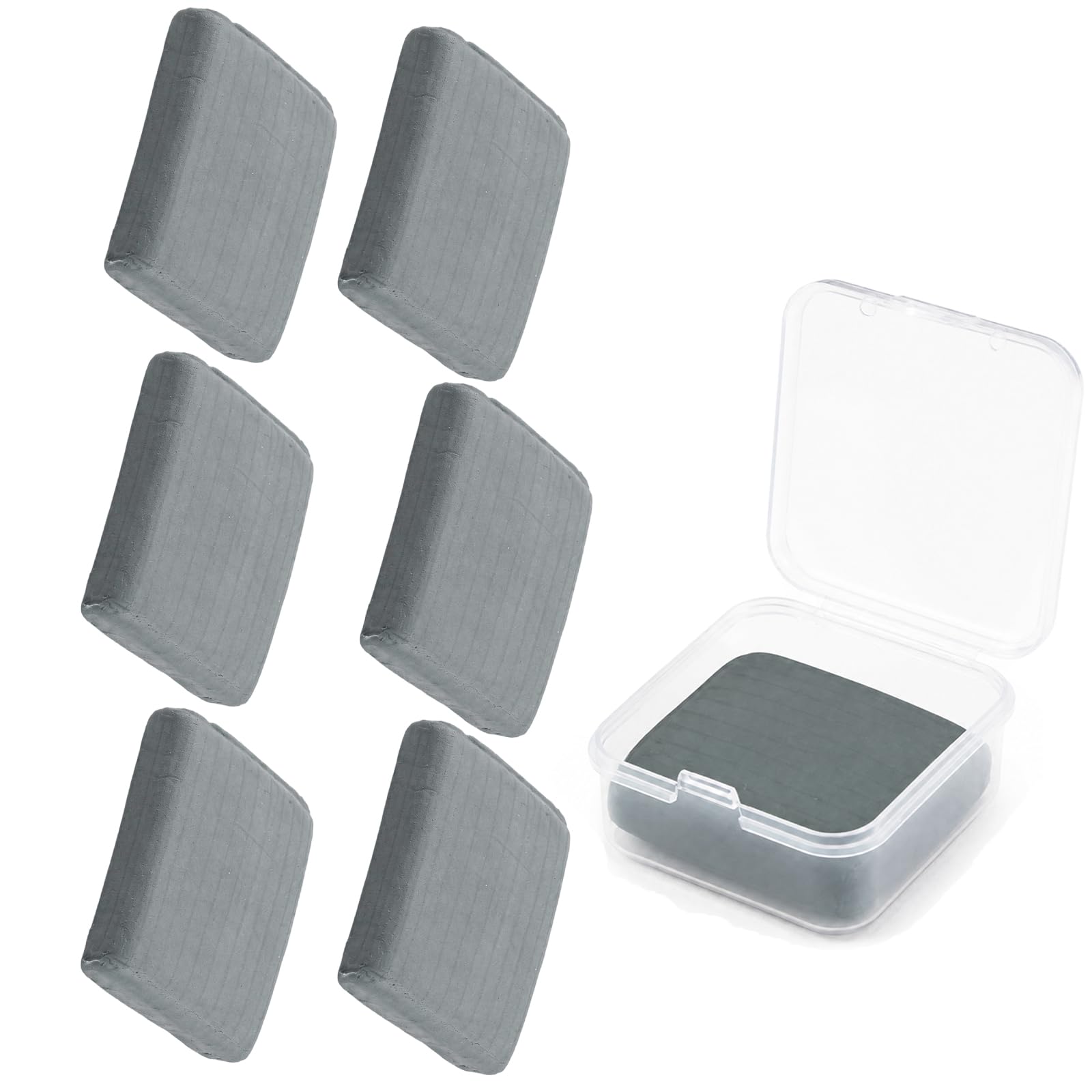 6 Pack Kneaded Eraser with Storage Box, Professional Putty Rubber for Artists, Soft Malleable Kneadable Erasers for Drawing, Charcoal & Graphite Sketching, Clean Residue-Free Art Eraser