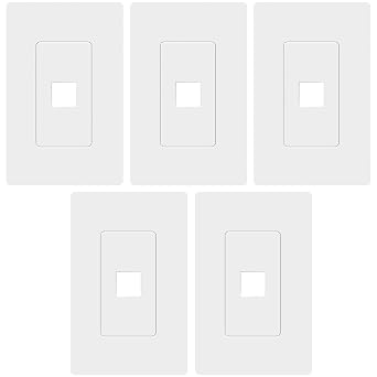 TOPGREENER 1 Port RJ45 Keystone Screwless Wall Plate, Cat5 Cat6 Jack Module Compatible, Size 1-Gang 4.69" x 2.93", Port 0.60" x 0.50", Polycarbonate Thermoplastic, SI8871-5PCS, Glossy, White 5 Pack