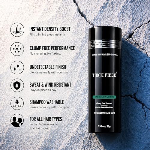Image of THICK FIBER Hair Fibers for Women & Men with Thinning Hair, Dark Brown, 28g | Conceals Bald Spots, Sparse Areas & Hairline | Natural Fuller-Looking Finish