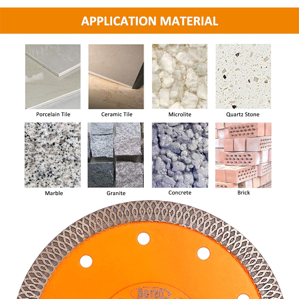 BGTEC Disco de corte de hoja de diamante Turbo de malla de 115MM X de 5 piezas con reborde M14 para baldosas de cerámica, porcelana, mármol