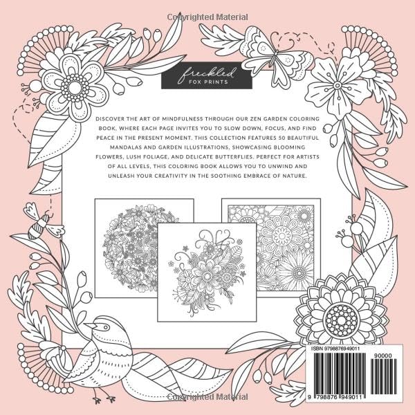 Zen Garden: Nature Inspired Patterns for Mindful Coloring - Boost Creativity with 50 Meditative Designs for Stress Relief and Relaxation - A Flower Coloring Book for Adults - Unique Mother’s Day Gift image 3