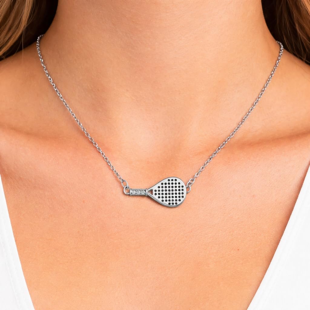 Padel Necklace for Women, Stainless Steel Padel Racket Pendant Necklace, Sports Jewelry Gift for Padel Players, Teammates, Coaches