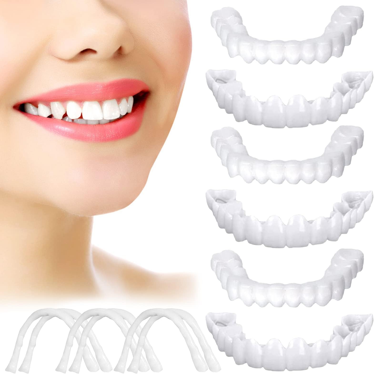 MAKINGTEC Temporary Veneers for Men and Women, Natural Look, Comfortable Fit, Covers Imperfect Teeth, Instant Smile Makeover, Regain Confidence(6 PCS)