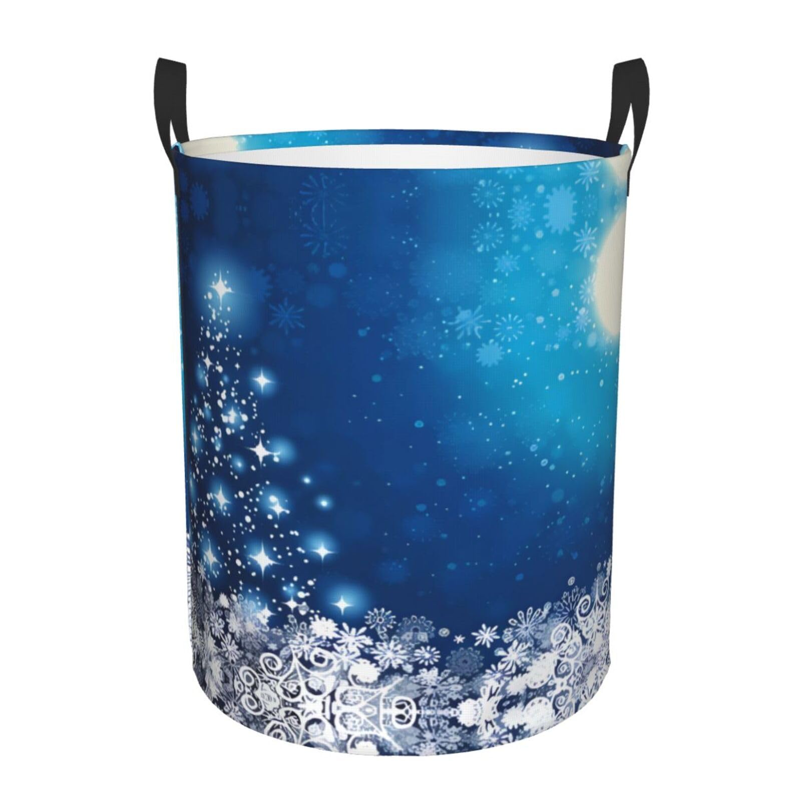 S Circular Hamper Blue christmas snowflake Print for Dirty Clothes