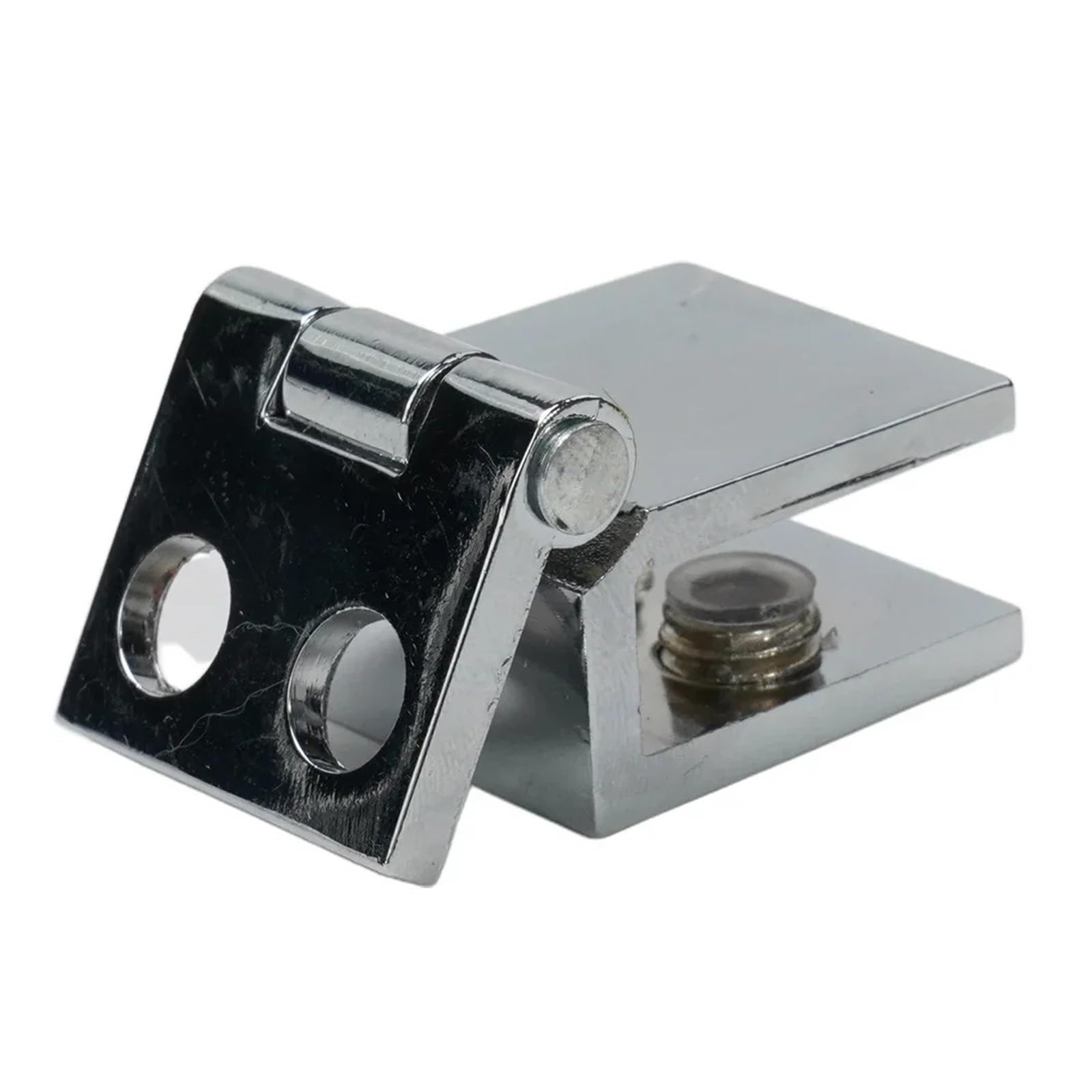 Hinges, Glass Door Hinges Shower Hinge Single Double Sides Clamp Hardware Parts No-Hole(Silver 180 Degree)