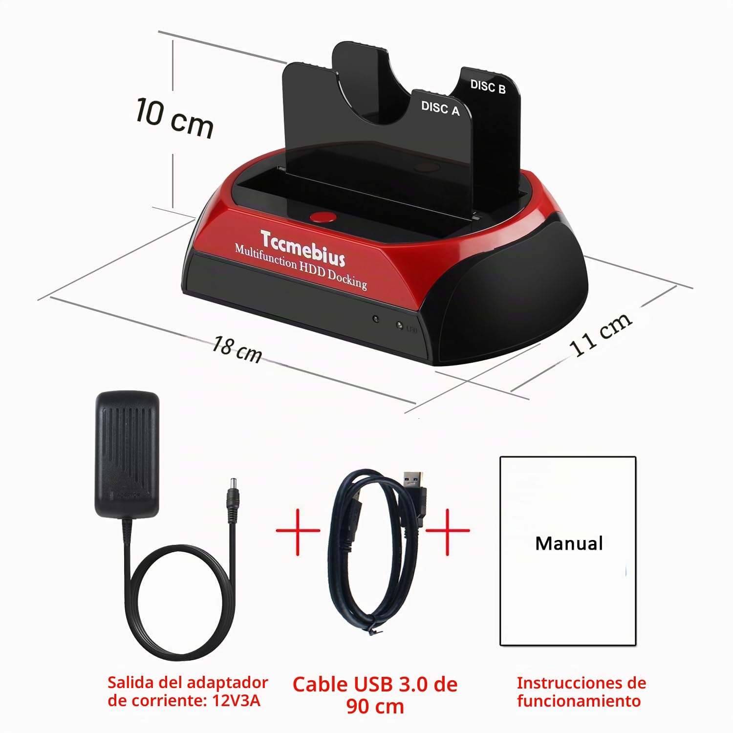 USB 3.0 Estación de Acoplamiento del Disco Duro, TCC-S868-DE USB 3.0 a 2.5 3.5 Pulgadas IDE SATA Doble Ranuras Caja Externa de HDD, para 2.5" 3.5" IDE SATA I/II/III HDD SSD