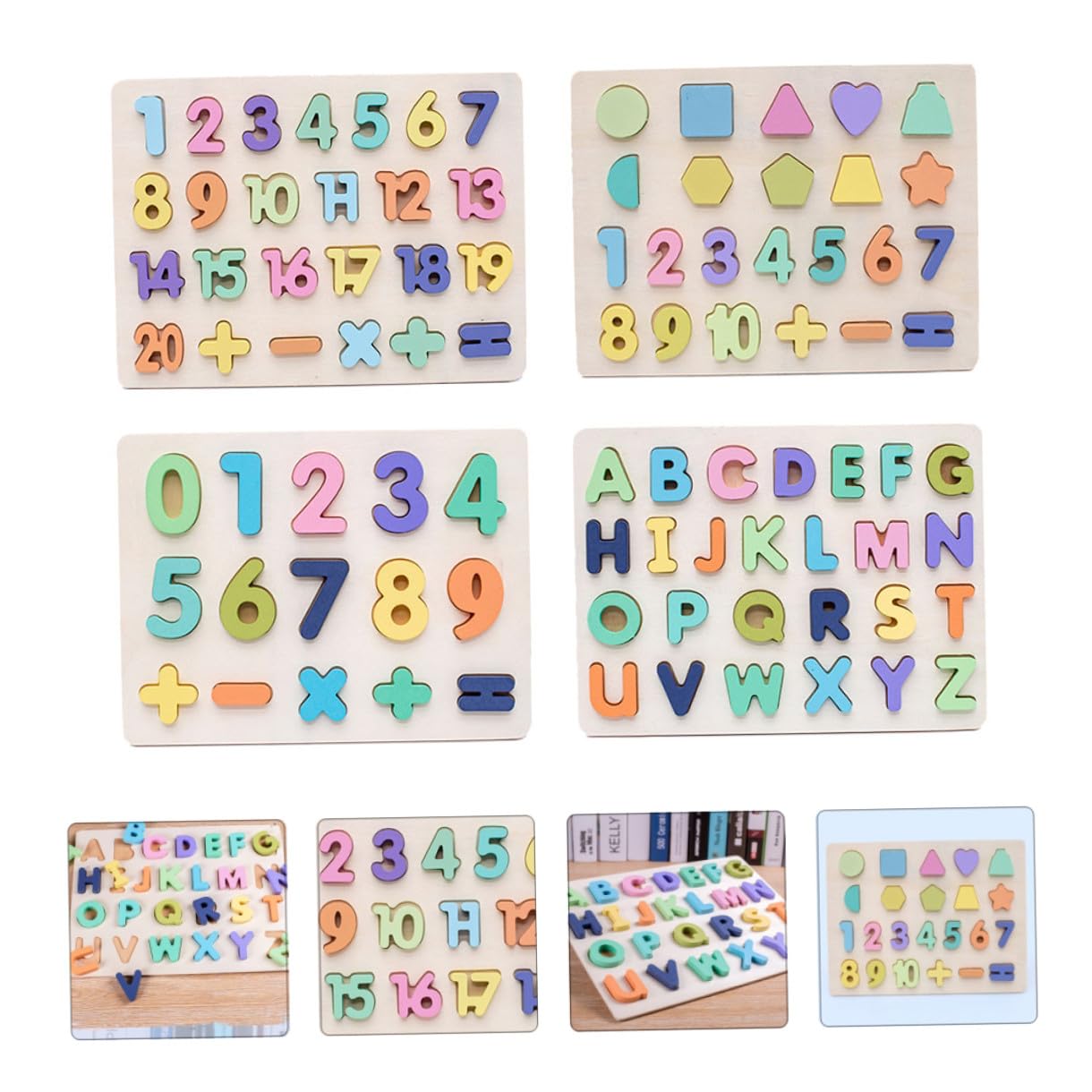 Puzzle Educativo Lettere e Numeri in Legno 4 Pezzi per Ragazzo Ragazza | Superficie Liscia, Facile da Usare, Lavorazione Curata, Pensato per Mani Piccole e Apprendimento Precoce