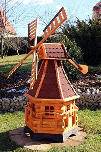 XXL Windmühle 1,40 m aus Holz mit Solar Typ 20 (rot)
