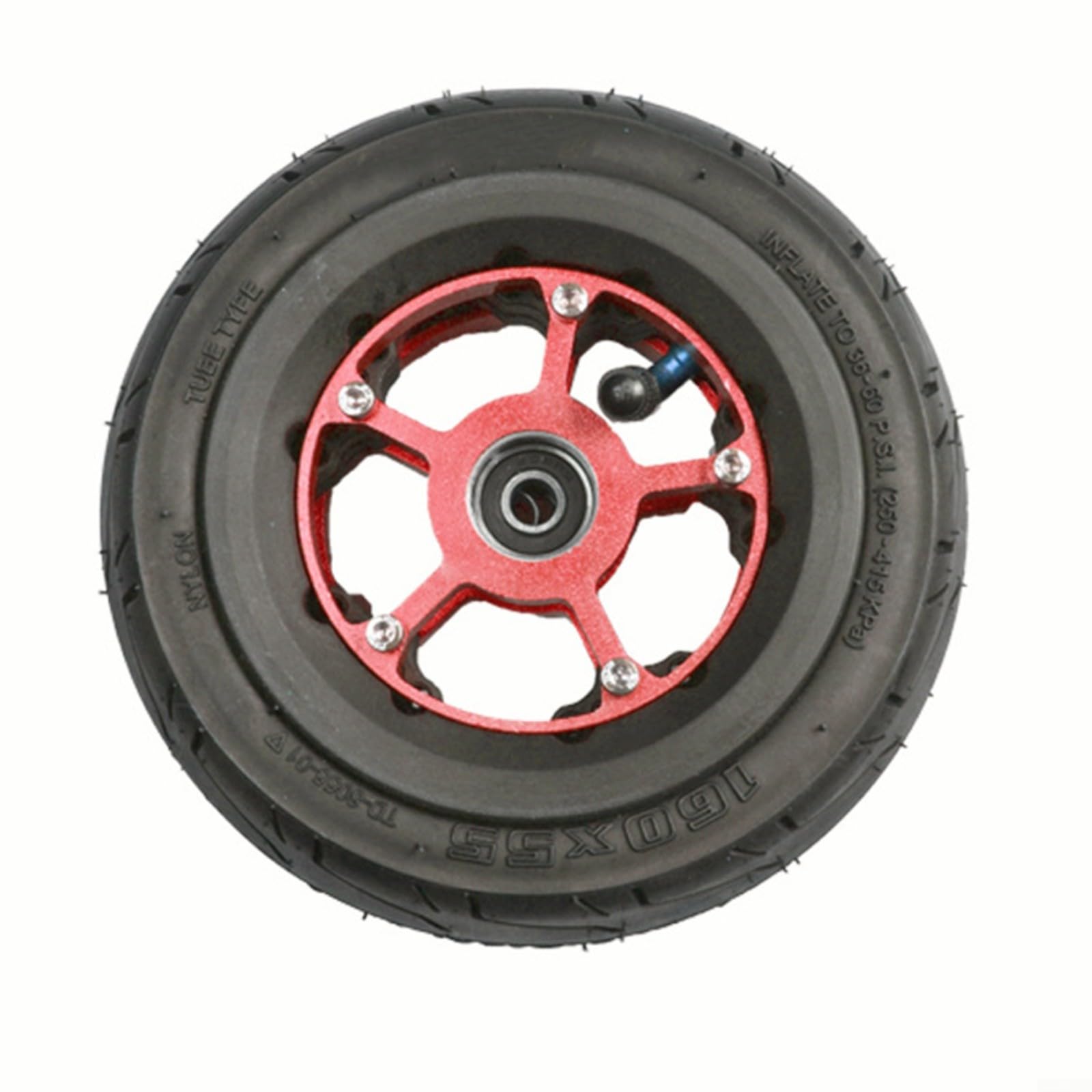 Roue de skateboard électrique de 160 x 55 mm, pneus en alliage d'aluminium, moyeu de 8 mm, remplacement tout-terrain, noir