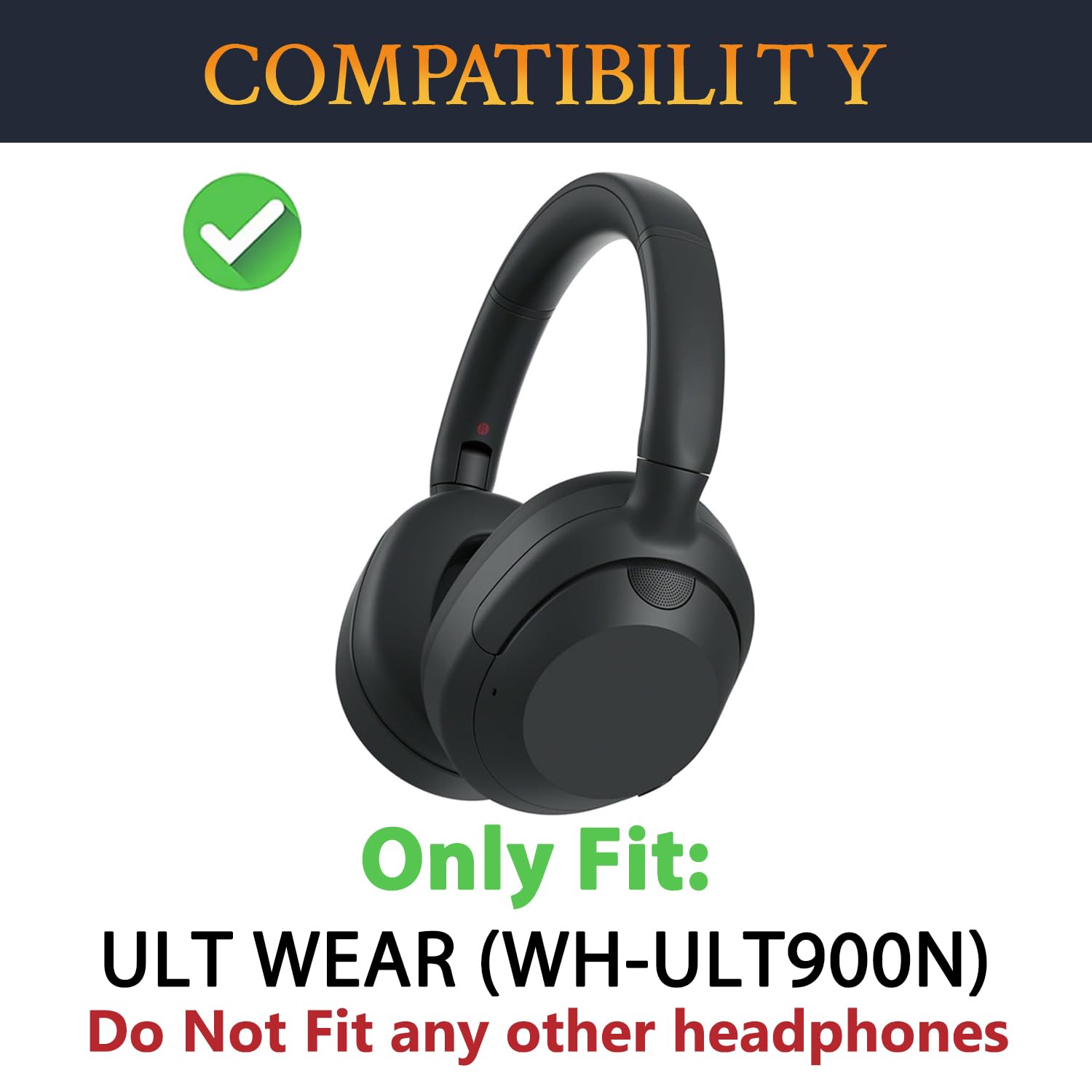 SOULWIT Bandeau latéral Coulissant extérieur et intérieur pour Sony ULT WEAR/WH-ULT900N (WHULT900N) Casque Bluetooth Antibruit Supra-auriculaire, Kit d'accessoires Headband de Rechange