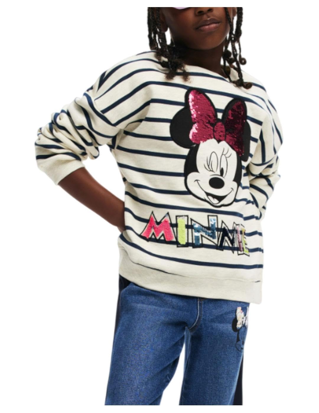 Desigual Mädchen Weiß Minnie Mouse™ Sweatshirt, Baumwolle, 9/10