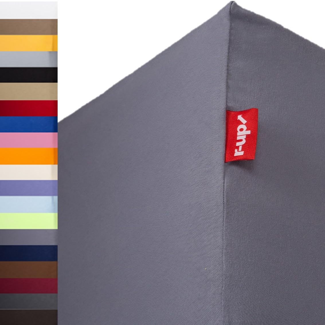 r-up Beste Spannbettlaken 200x220-220x240 bis 35cm Höhe viele Farben 95% Baumwolle / 5% Elastan 230g/m² Oeko-TEX stressfrei auch für Wasserbetten (grau)