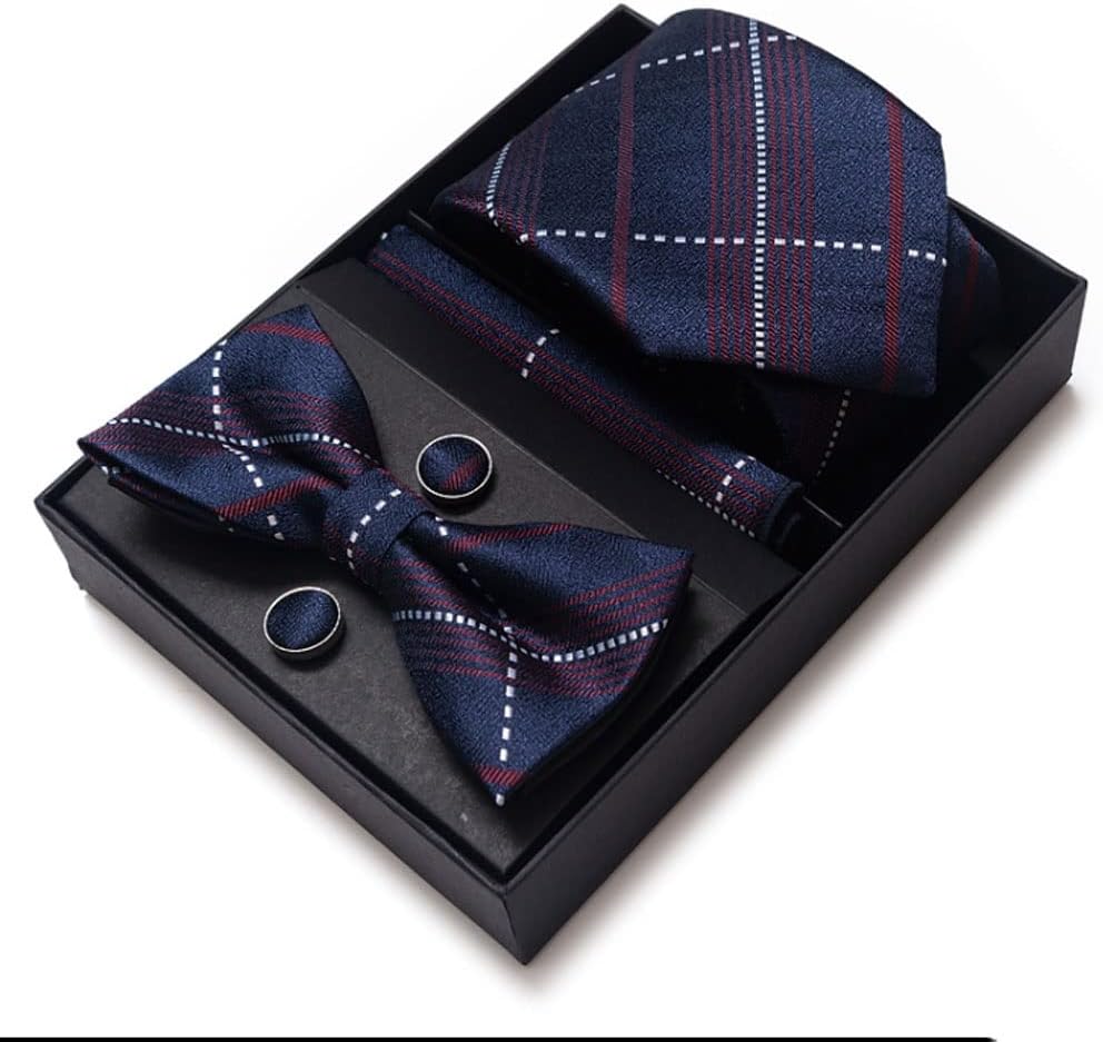 素敵な手作り蝶ネクタイ ハンカチ ポケット正方形カフスボタン ​​セット ネクタイ ボックス フィット職場
