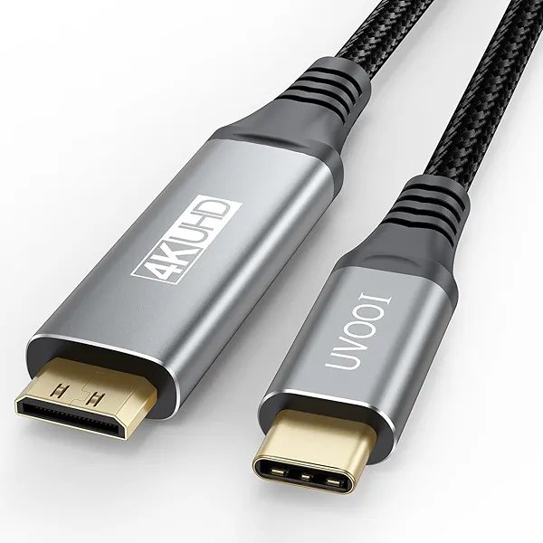 UVOOI USB C to Mini HDMI Cable 6FT, High Speed USB Type-C to Mini HDMI 2.0 Cord (4K@60Hz,2K,1080P,HDR,3D,ARC) for MacBook, iPhone 16 15/Pro, Galaxy 25/24, iPad Pro, Laptop to Portable Monitor