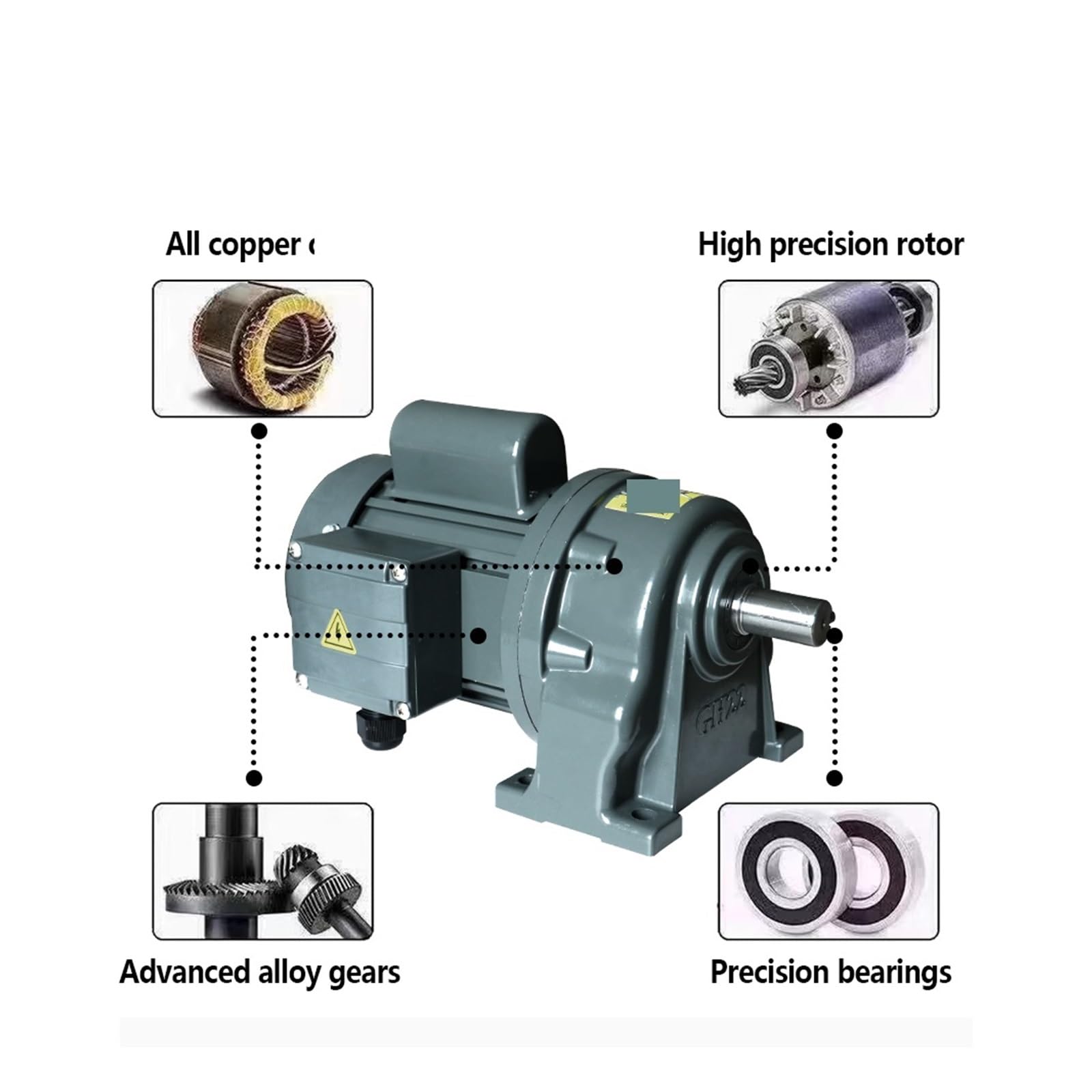Motor 400W de CA 220V 50/60hz asíncrono monofásico Eje del motor inducción CC 22 mm | 100 to 1 ratio