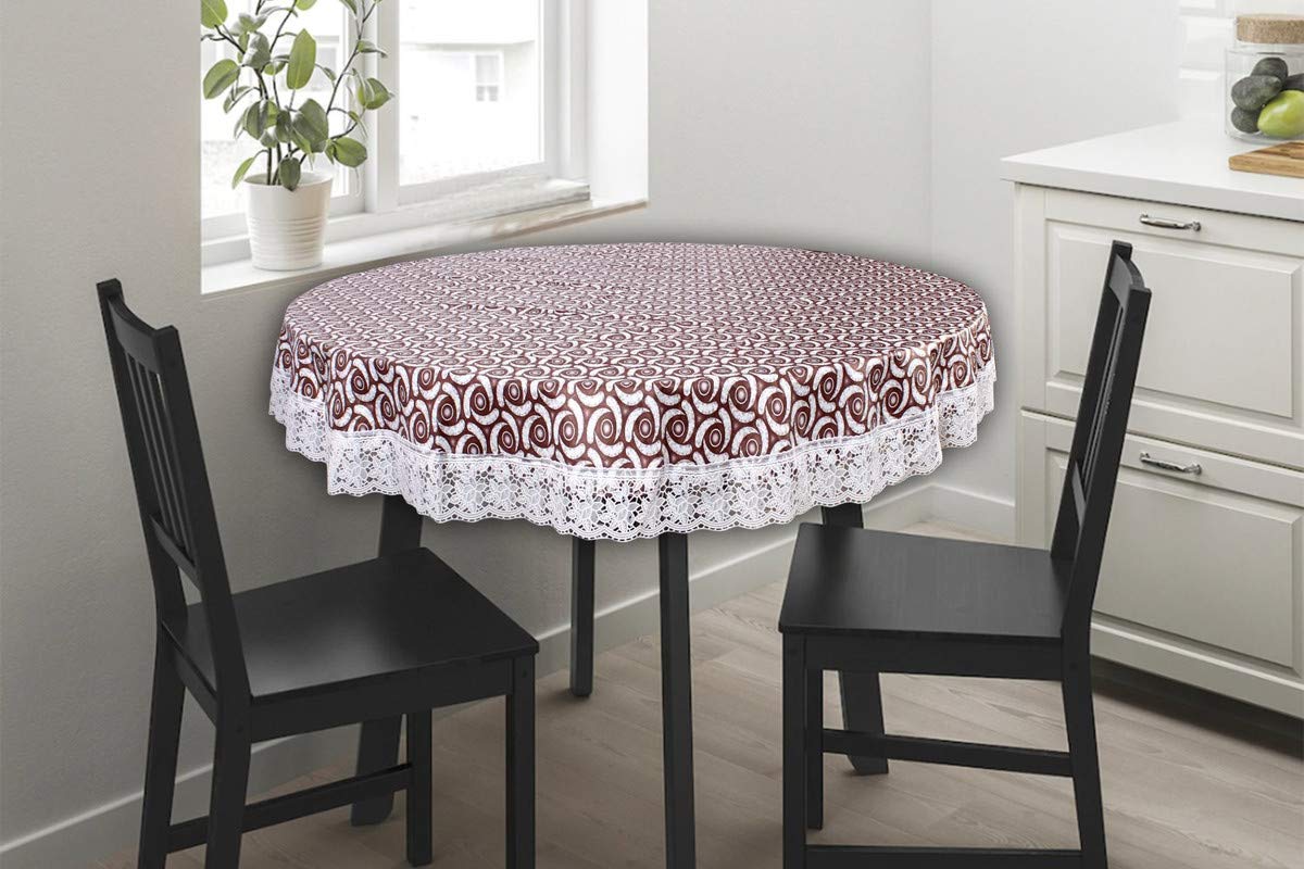 the furnishing tree round shaped wxl 48x48 inch center table cover packed pattern grey, waterproof pvc