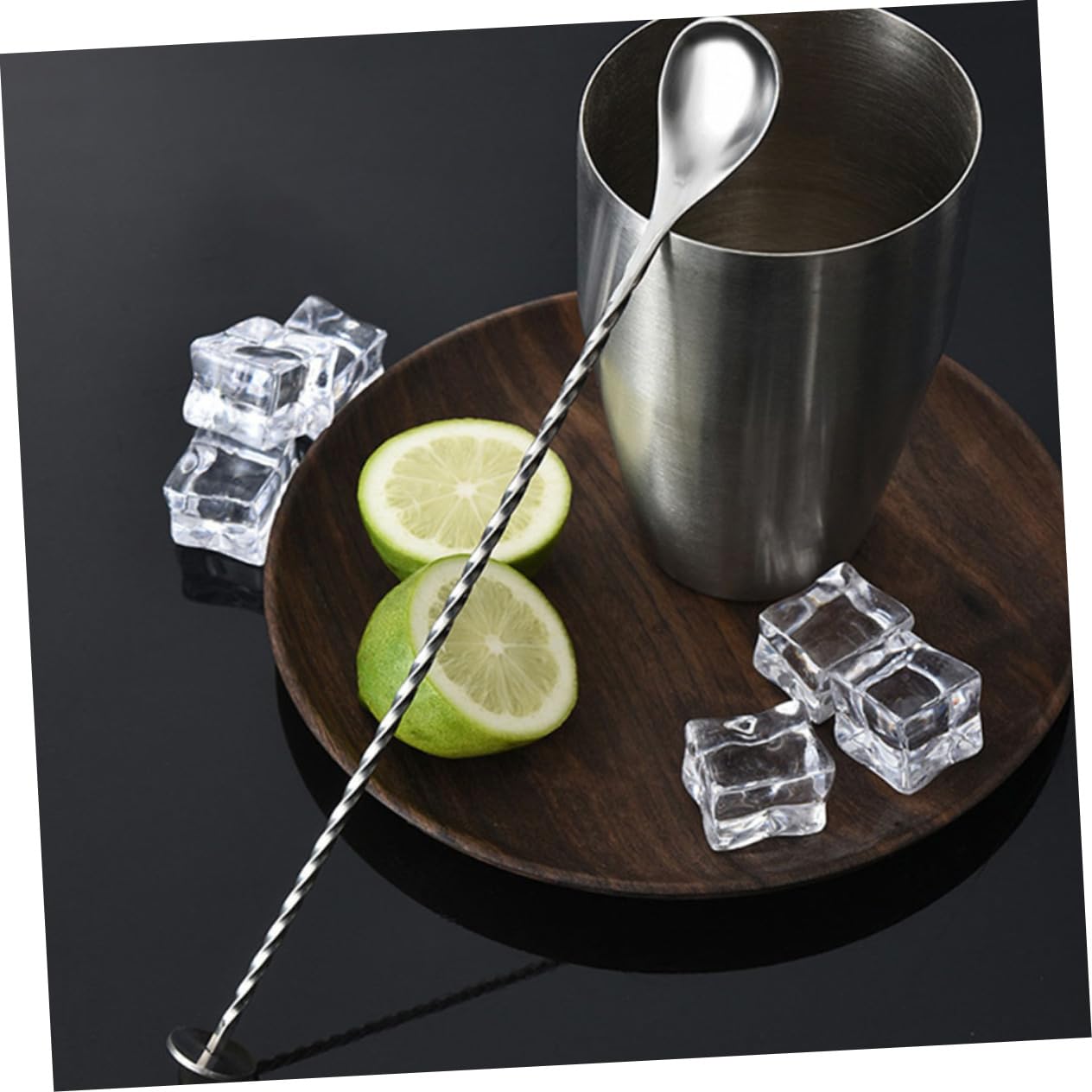Set Shaker da Cocktail Professionale 13 Pezzi in Acciaio Inox e Bambù, 550ml, Completo per Bar e Casa, per Cocktail e Aperitivi
