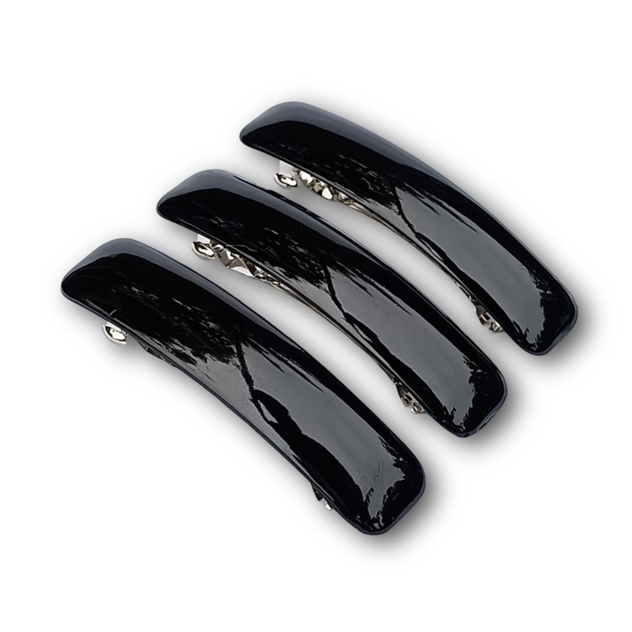 FACPLUS Hair Clips For Women And Girls Pack Of 3, Hair Clips For Girls, Women Stylish, Barrette, Black Plain Hairclip, Back Clip