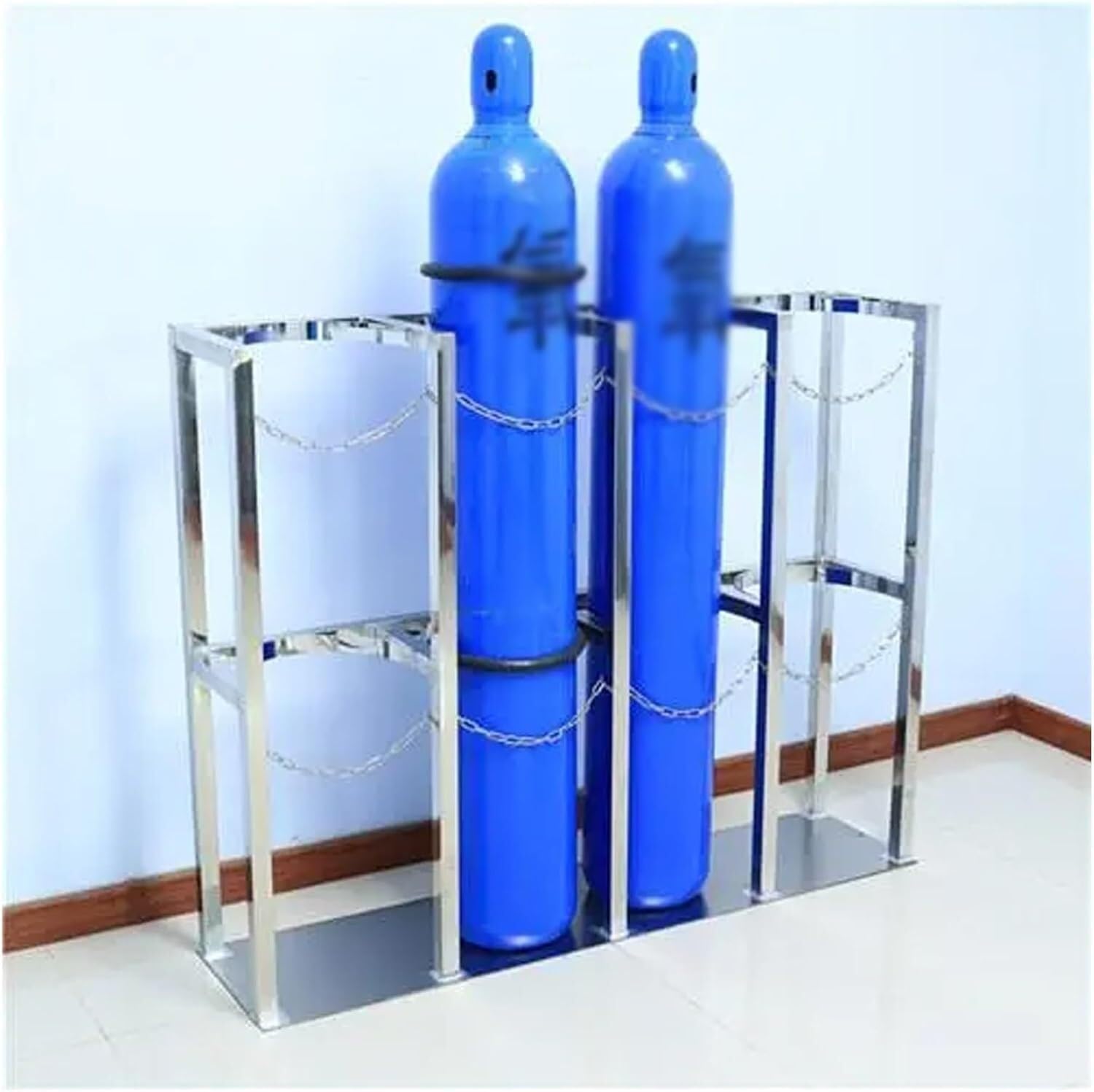 GLJTUO 304 Stainless Steel Oxygen Tank Stand, 8-10L Gas Cylinder Storage Rack for Home/Workshop, Durable Cylinder Holder for Corporate Use, Dimensions: 33.9"x11.8"x23.6",2-33.9 x 11.8 x 23.6 in