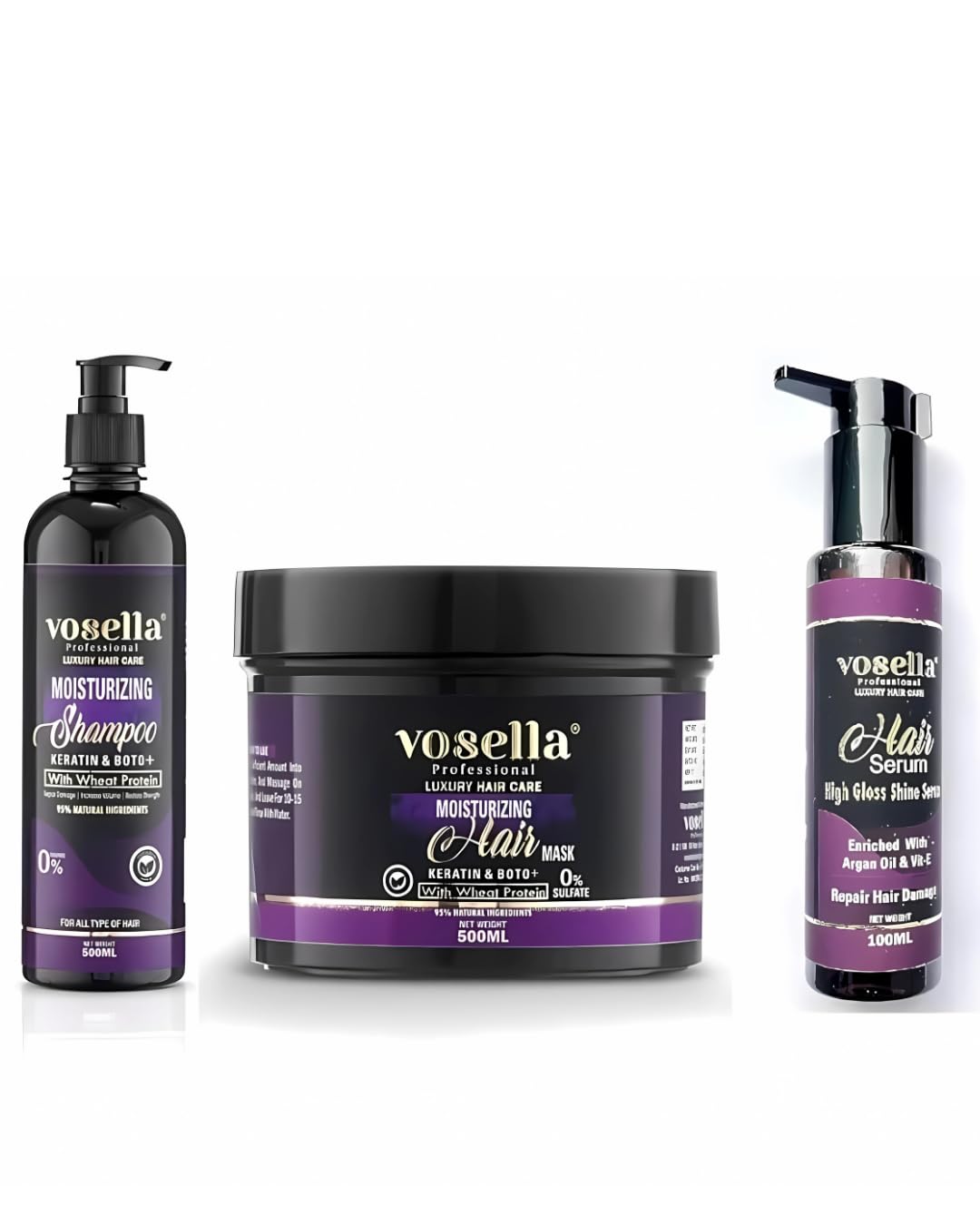 Professional Moisturizing Hair Care Combo | Keratin & Boto+ Shampoo, Hair Mask & Argan Serum | Deep Repair, Smoothness & Shine | For All Hair Types | 500ml + 500ml + 100ml-picture-36