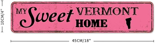 Miniatura 2 de JuneLucky Farmhouse My Sweet Home Vermont US State Map Silhouette - Letrero de metal decorativo de aluminio con texto en inglés "Man Cave Street"