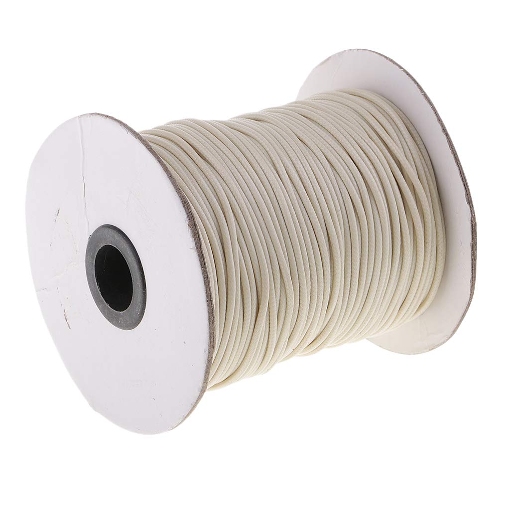 Juego de 3 hilos de algodón encerado de 80 m y 2 mm para bisutería, color beige