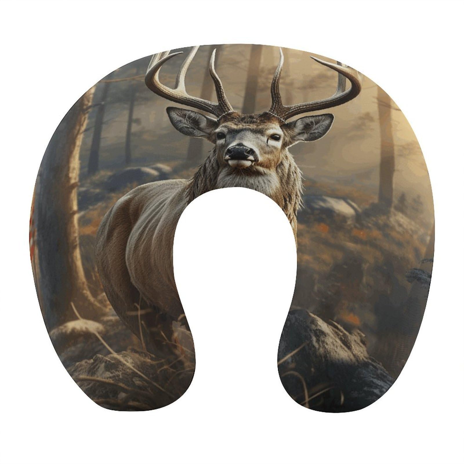 VstaDank Deer Hunting Season Neck Pillow Soft Comfortable Travel U Shaped Pillows Portable Pillows for Shoulder Memory Foam Head Support Pillow for Airplane Car Home Office