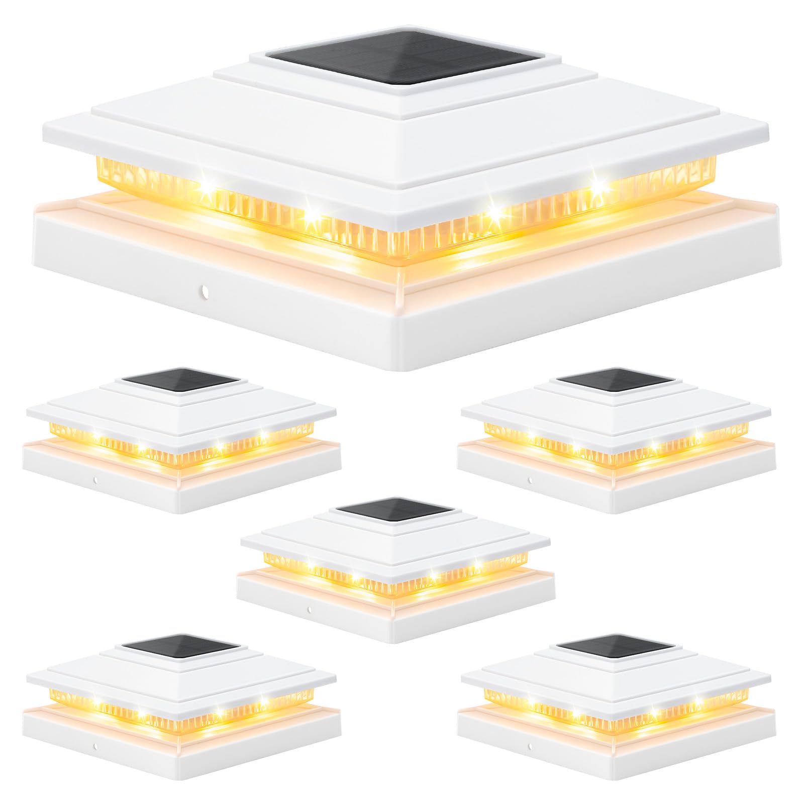APONUO Solar Post Cap Lights 6-Pack