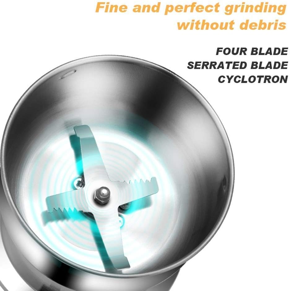 Small Grain Mill Grinder Electric Easy to Use Grain Mill Grinder Electric Transparent Lid Coffee Grinder for Offices Household Kitchenware Anywhere 4 7.6inches 150w