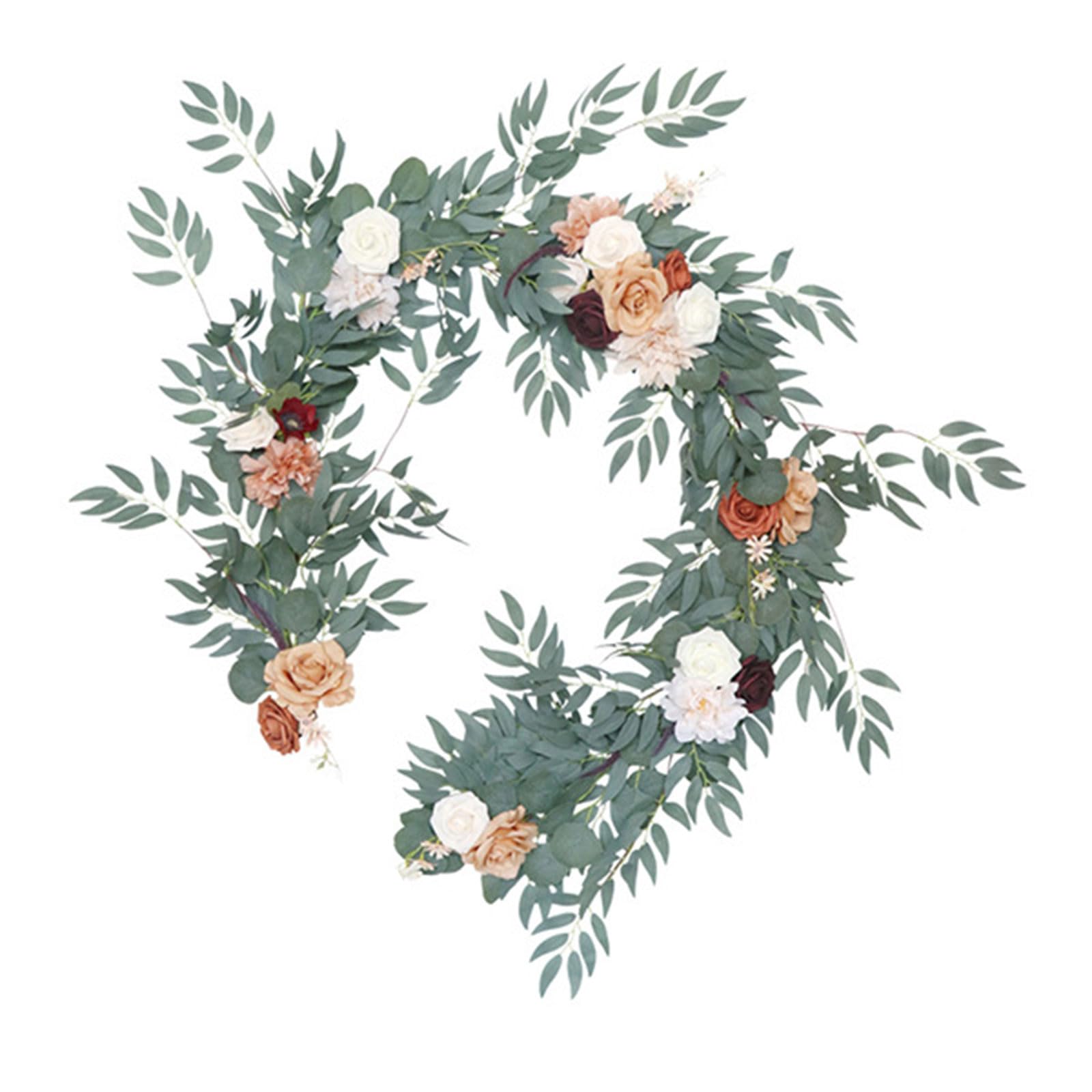 Elnwnnkc Artificial Rose Flower Vine Handcrafted Greenery Garland Table Runner Wedding Centerpieces Party Table Decorations Greenery Garland Runner Christmas Fall Handcrafted