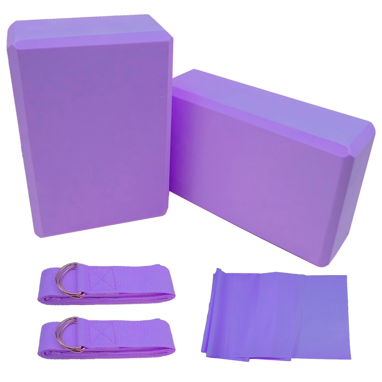 Griwuut Yoga Blocks Set of 2 with Strap, Lightweight EVA Foam Brick Yoga Pilates Blocks, Anti-Slip Brick for Stretching, Meditation, and Deep Flexible Poses